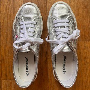 Superga Metallic Silver Sneakers